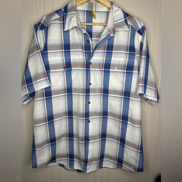 Alpine Design Blue and White Casual Button Down Shirt - Picture 1 of 7